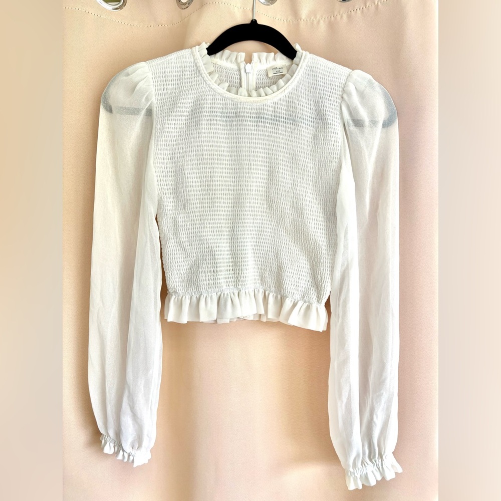 Wilfred White Puff Sleeve Crop Blouse